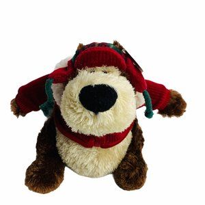 Gund Plush Bear Cozy Holiday Living Goober Jr Corduroy Jacket Plaid Hat 11”